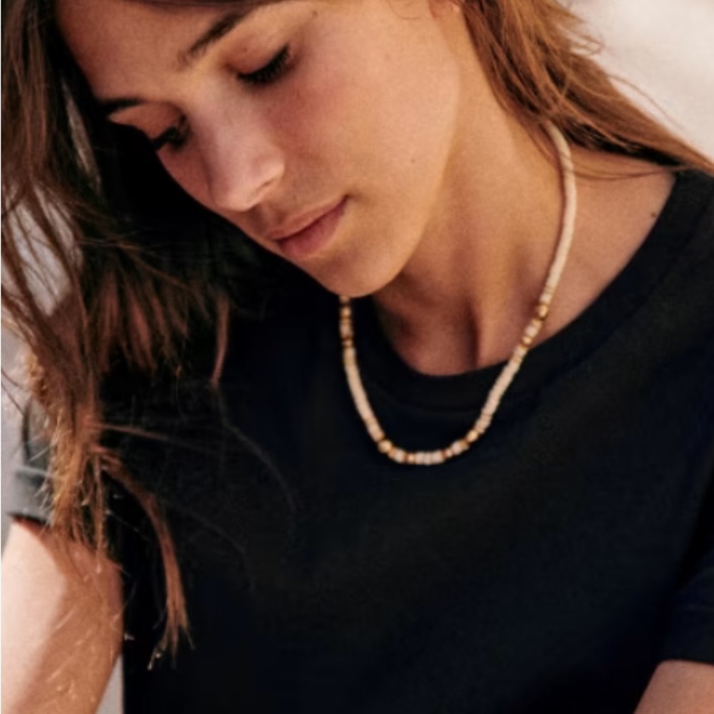 Sezane Cream and Gold Necklace